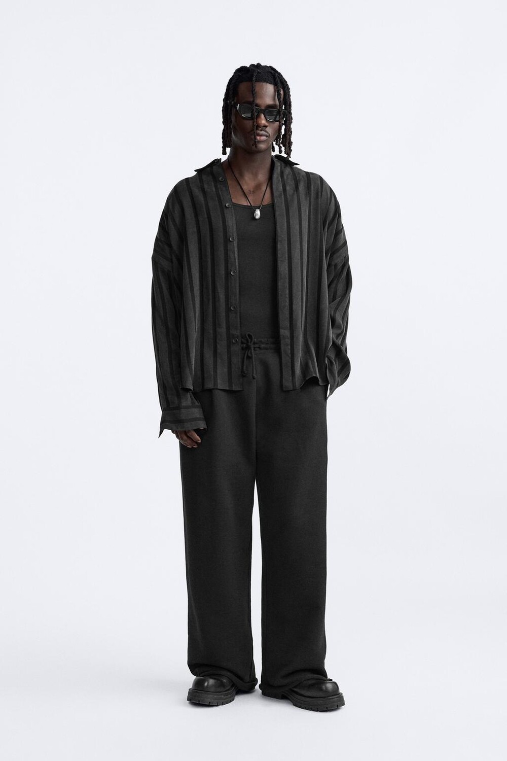 

Рубашка из вискозы и лиоцелла ZARA, черный