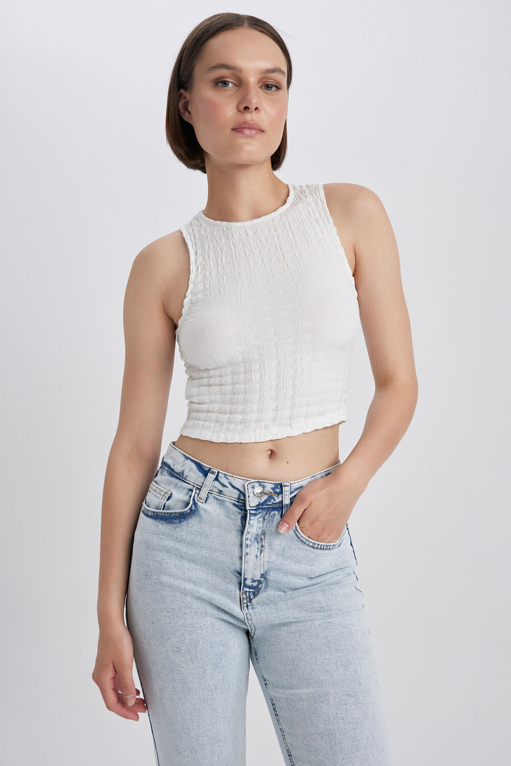 

Топ DeFacto Crop FITTED, цвет Off Weiss