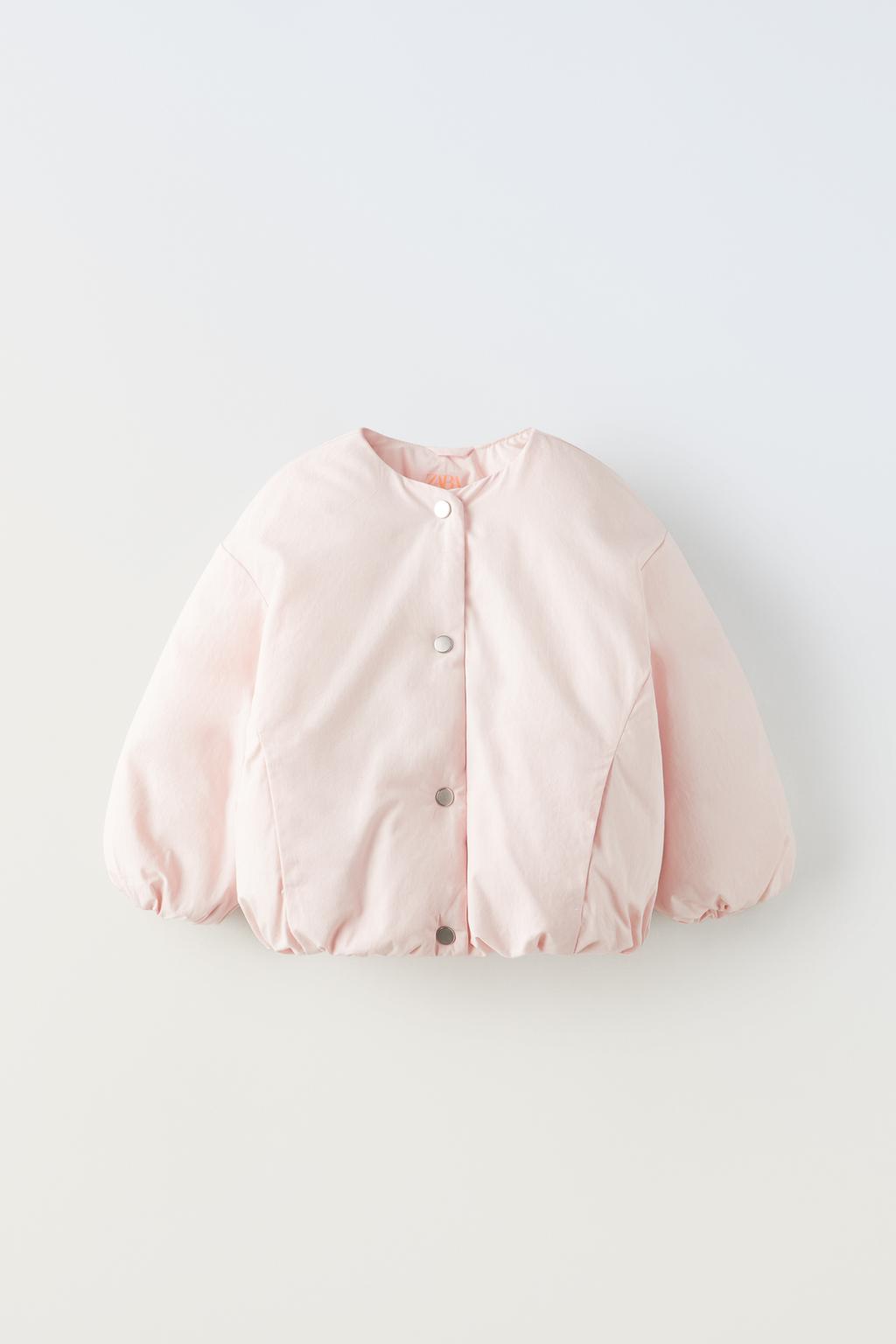 Пуховая куртка ZARA, пастельно-розовый куртка рубашка zara розовый