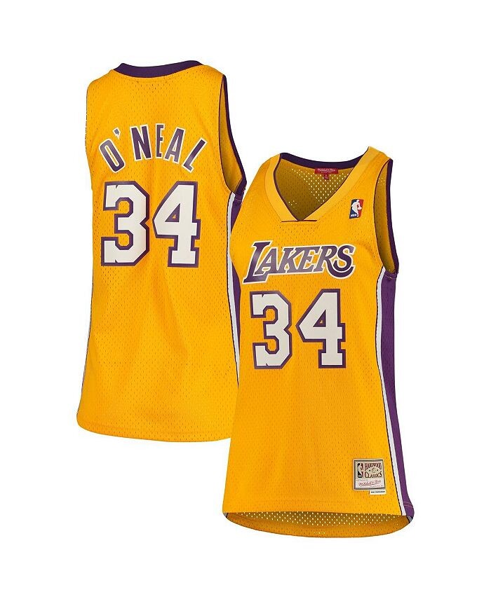 

Женская майка Shaquille O'Neal Gold Los Angeles Lakers 1999-00 Hardwood Classics Swingman Mitchell & Ness, золото