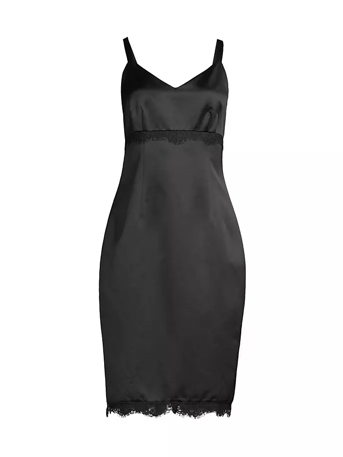 

Атласное платье Heavy Metal с кружевной отделкой Donna Karan New York, черный