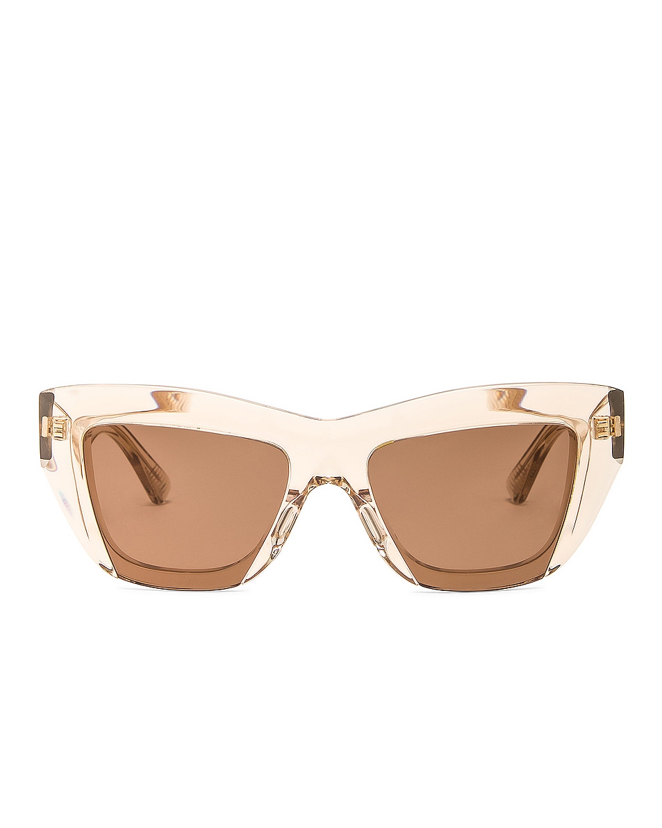Солнцезащитные очки Bottega Veneta Square, цвет Shiny Transparent Nude солнцезащитные очки bottega veneta metal frame цвет shiny gold