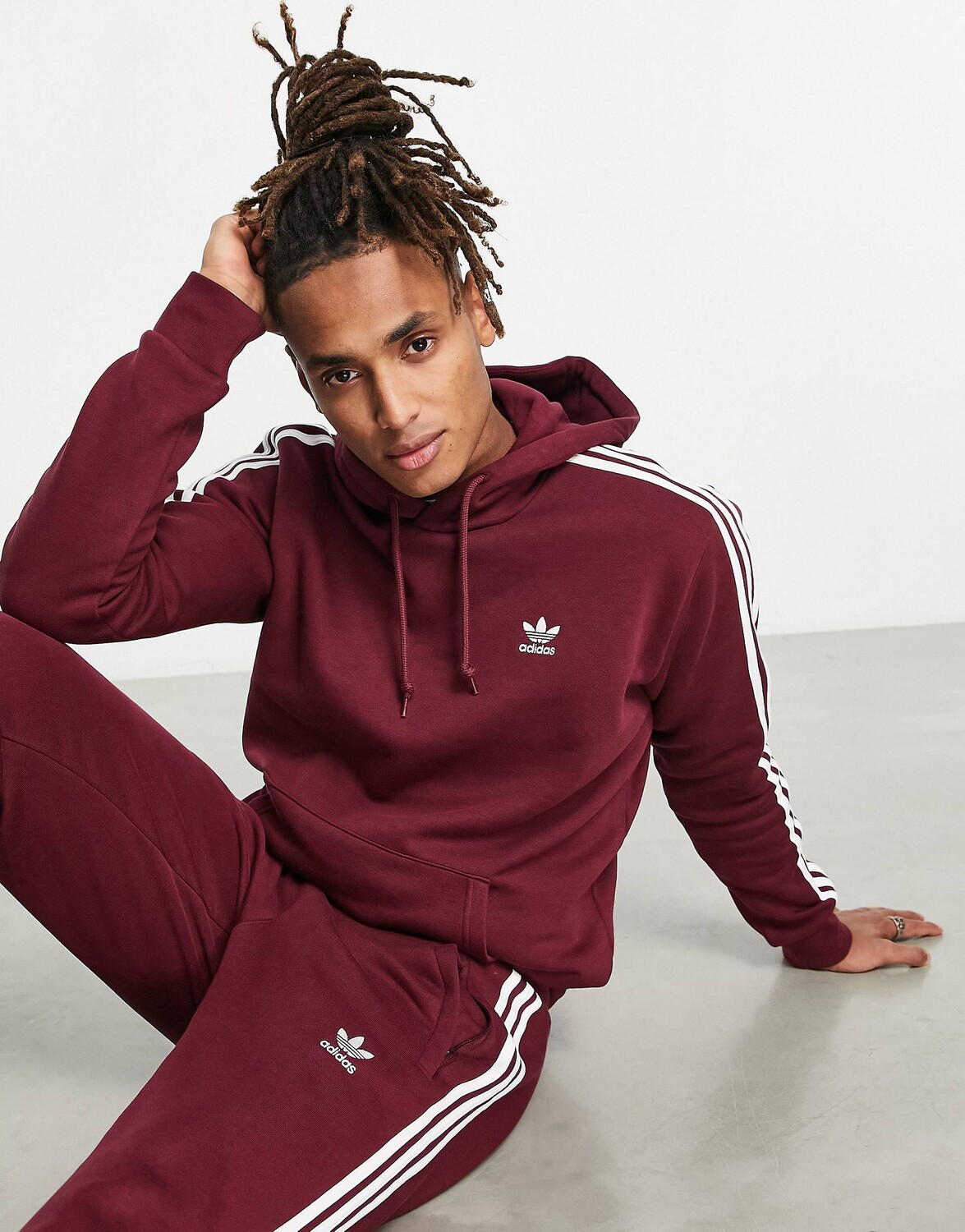 

Худи бордового цвета с 3 полосками adidas Originals adicolor, Красный