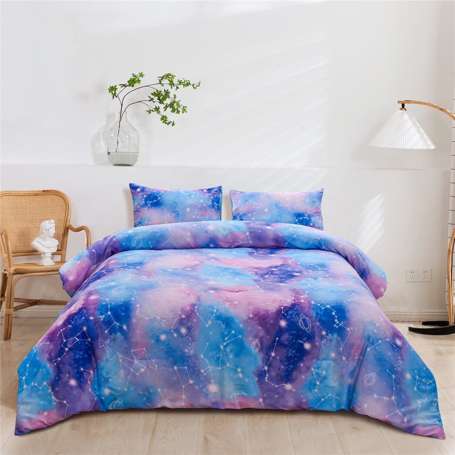 

Комплект постельного белья Btargot Tie Dye Constellation Ombre, синий