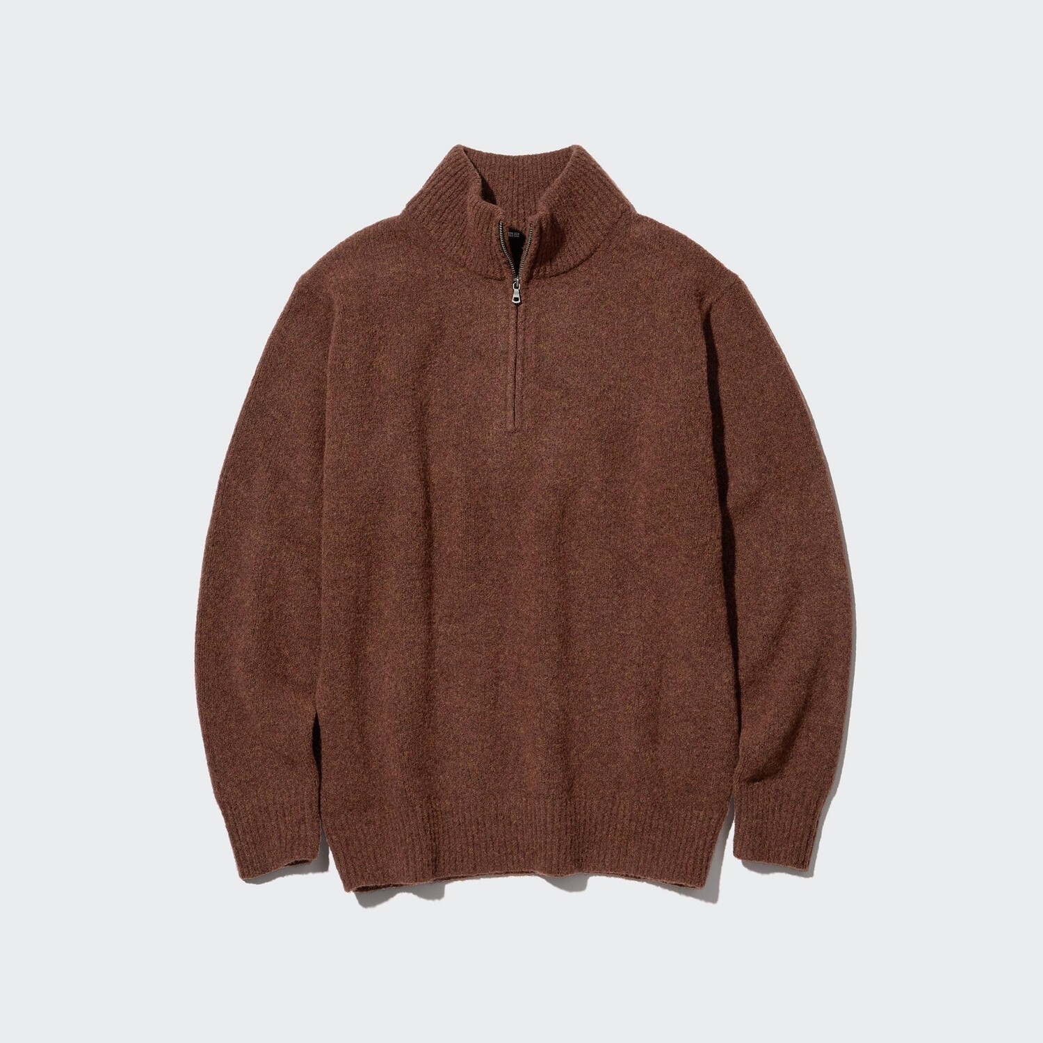 

Джемпер из пряжи суфле на половине молнии UNIQLO, коричневый