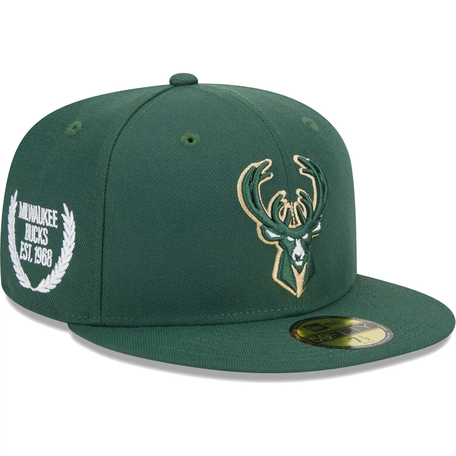 

Мужская облегающая шляпа New Era Hunter Green Milwaukee Bucks Camo Undervisor Laurels 59FIFTY