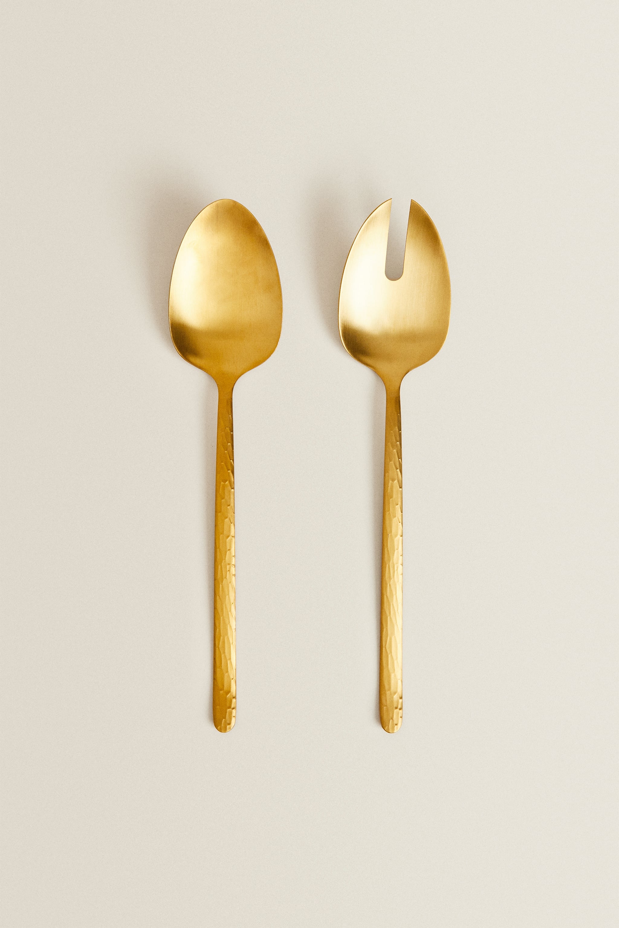 Набор из 2 столовых приборов с колочной ручкой Zara, золото ломтик торта с чеканной ручкой zara золото