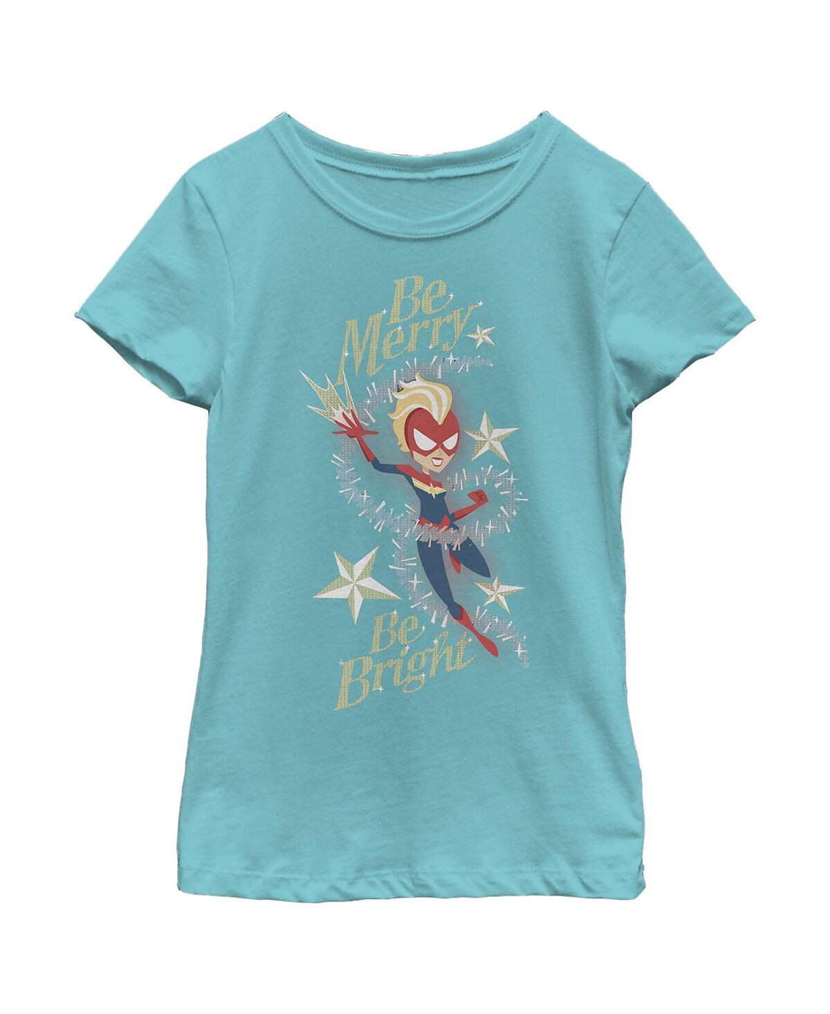 

Детская футболка Christmas Captain Marvel Merry & Bright для девочек Marvel
