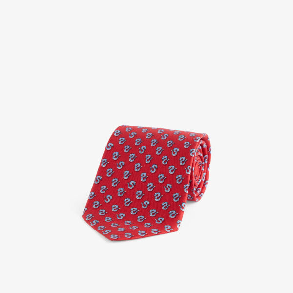 

Широкий шелковый галстук с графичным узором Ferragamo, цвет rosso