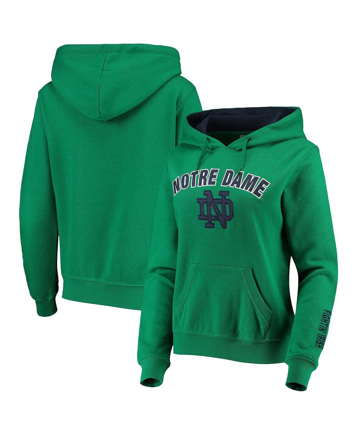 

Женский пуловер с капюшоном Kelly Green Notre Dame Fighting Irish Arch и Logo 1 Colosseum