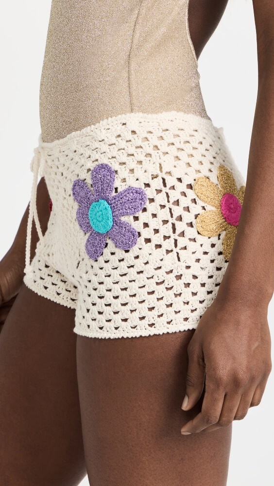 

Шорты Rose Carmine Crochet, экру