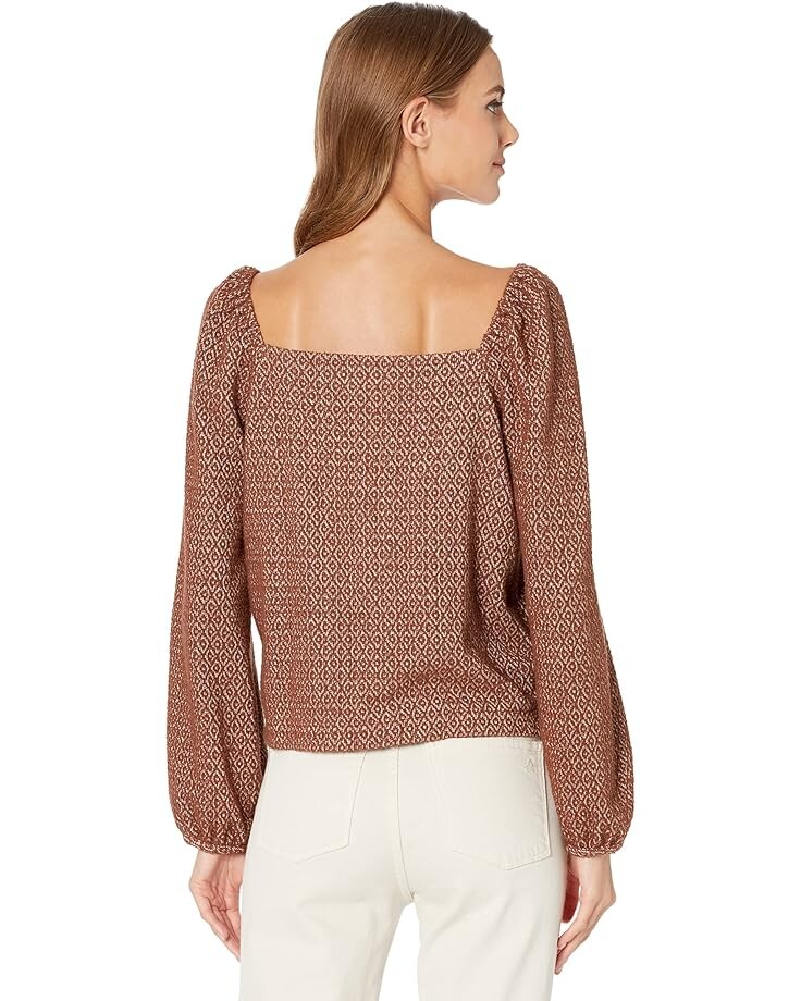 

Топ Madewell Jacquard Puff-Sleeve Button-Front Crop Top, цвет Dark Merlot