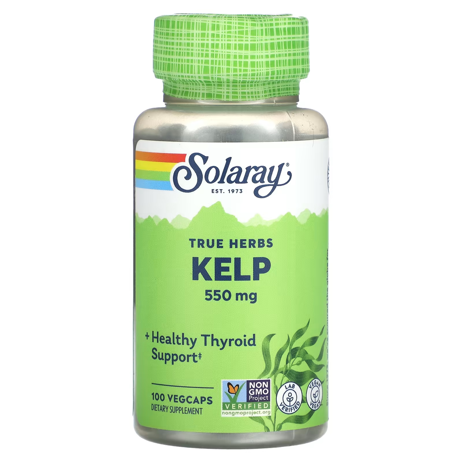 Водоросли Solaray True Herbs, 550 мг, 100 растительных капсул natures craft поддержка щитовидной железы 60 капсул