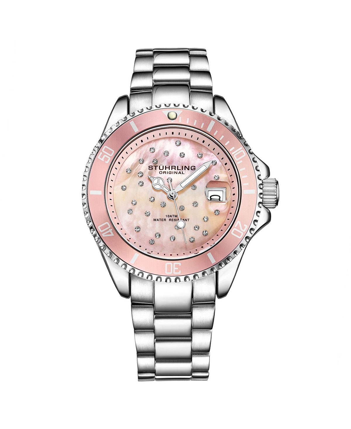 Женские часы-браслет из нержавеющей стали серебристого цвета, 39 мм Stuhrling, серебро женские часы cristal из нержавеющей стали серебристого цвета 28 мм jbw