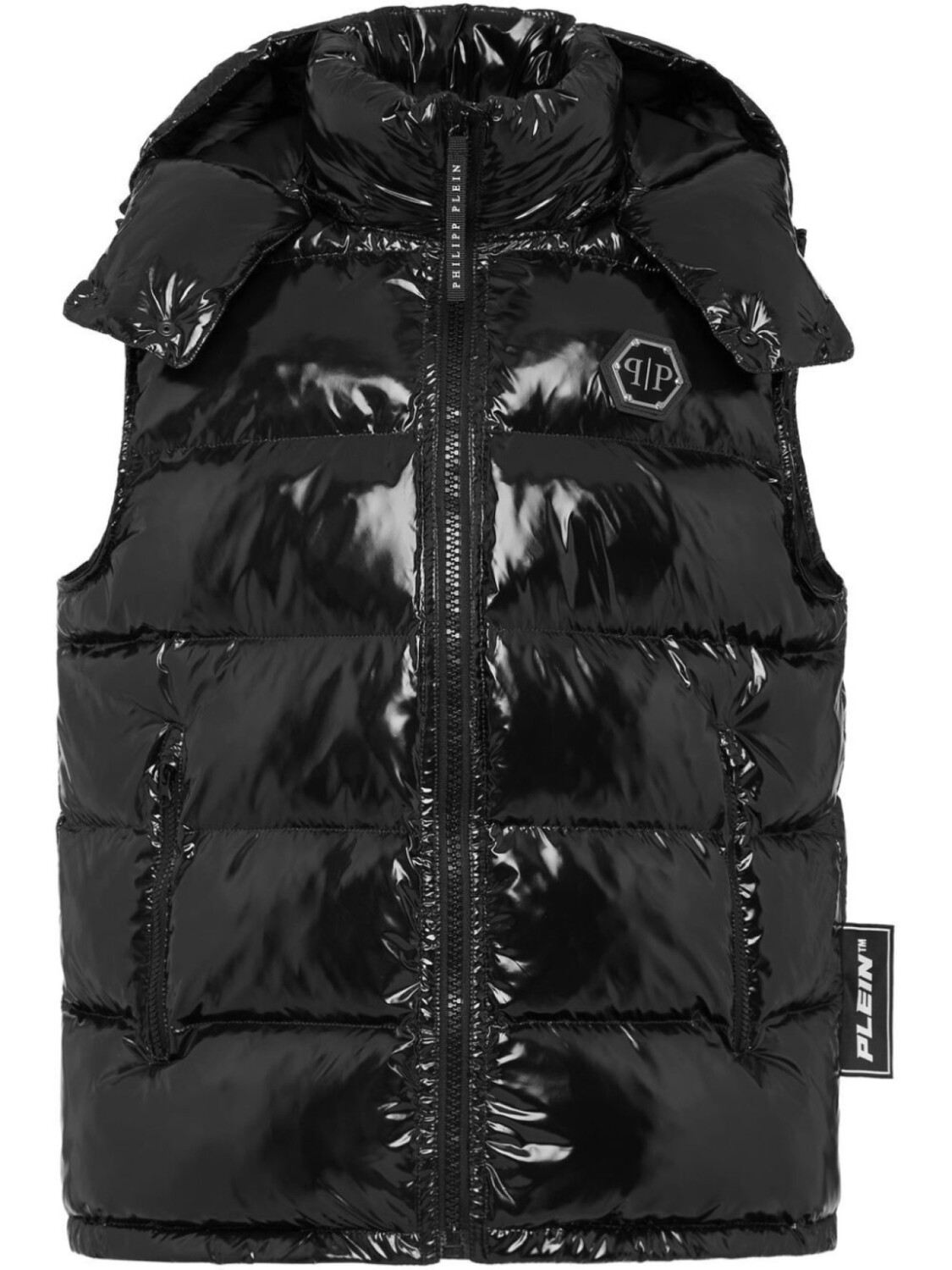 Дутый жилет с нашивкой-логотипом Philipp Plein, черный