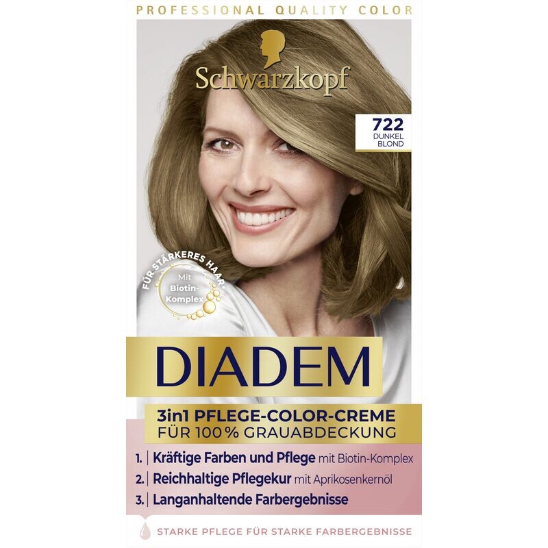 

Крем-краска 3в1 уход 722 темно-русый Diadem, 1 шт.