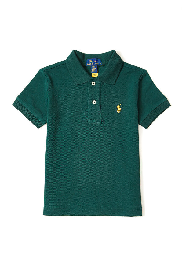 

Зеленая футболка для мальчика с воротником-поло и логотипом Polo Ralph Lauren