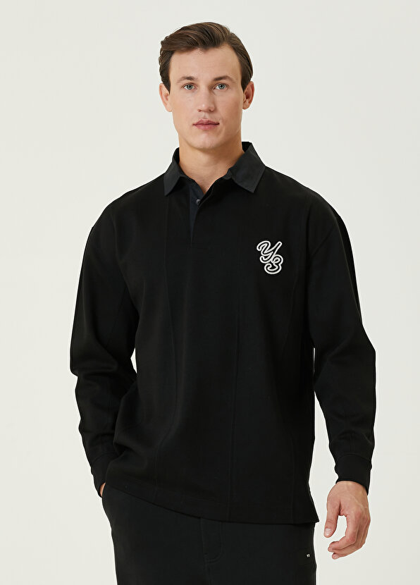 цена Черная футболка с длинным рукавом и воротником-поло с вышитым логотипом Y-3