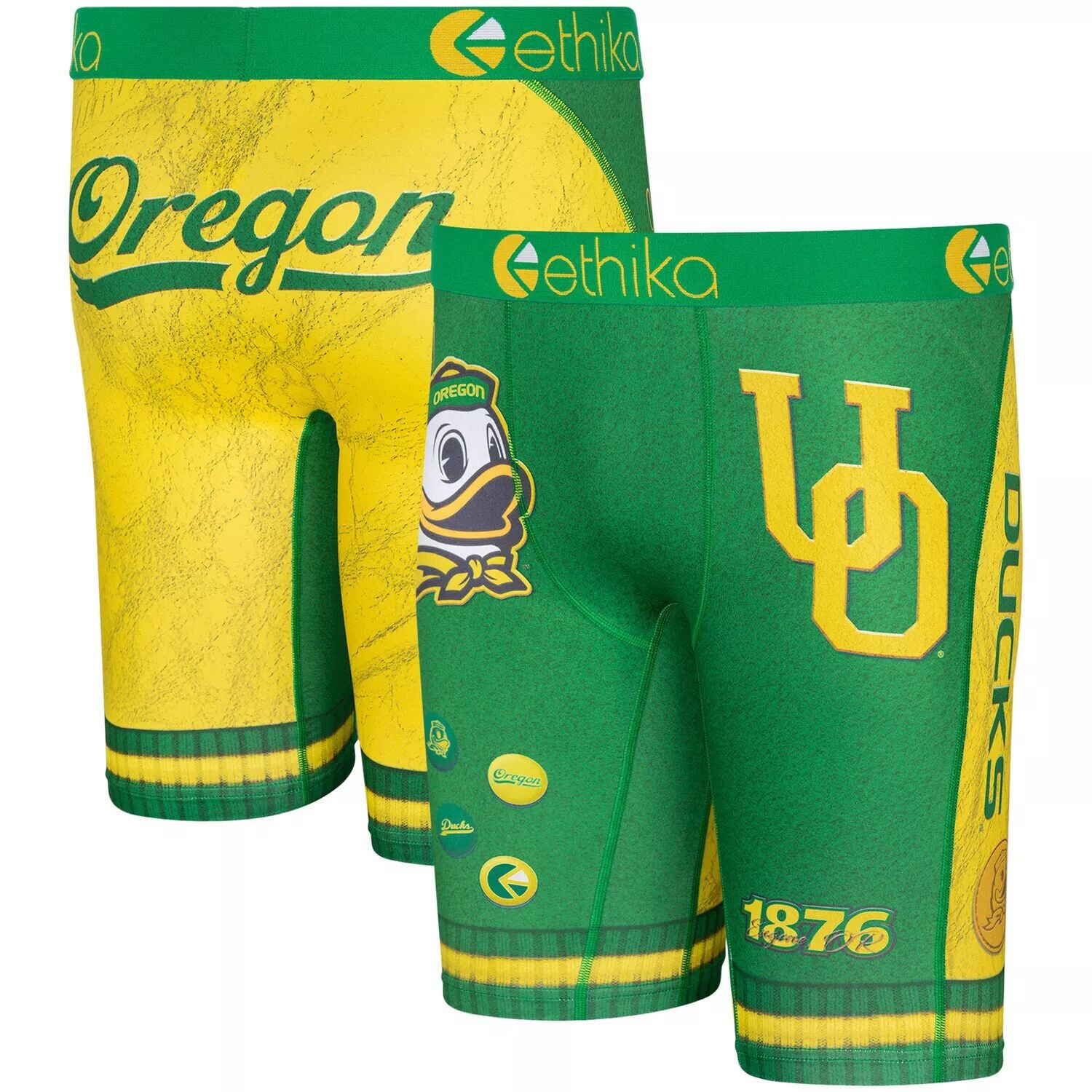 

Молодежные школьные боксеры Ethika зеленого/желтого цвета Oregon Ducks Unbranded