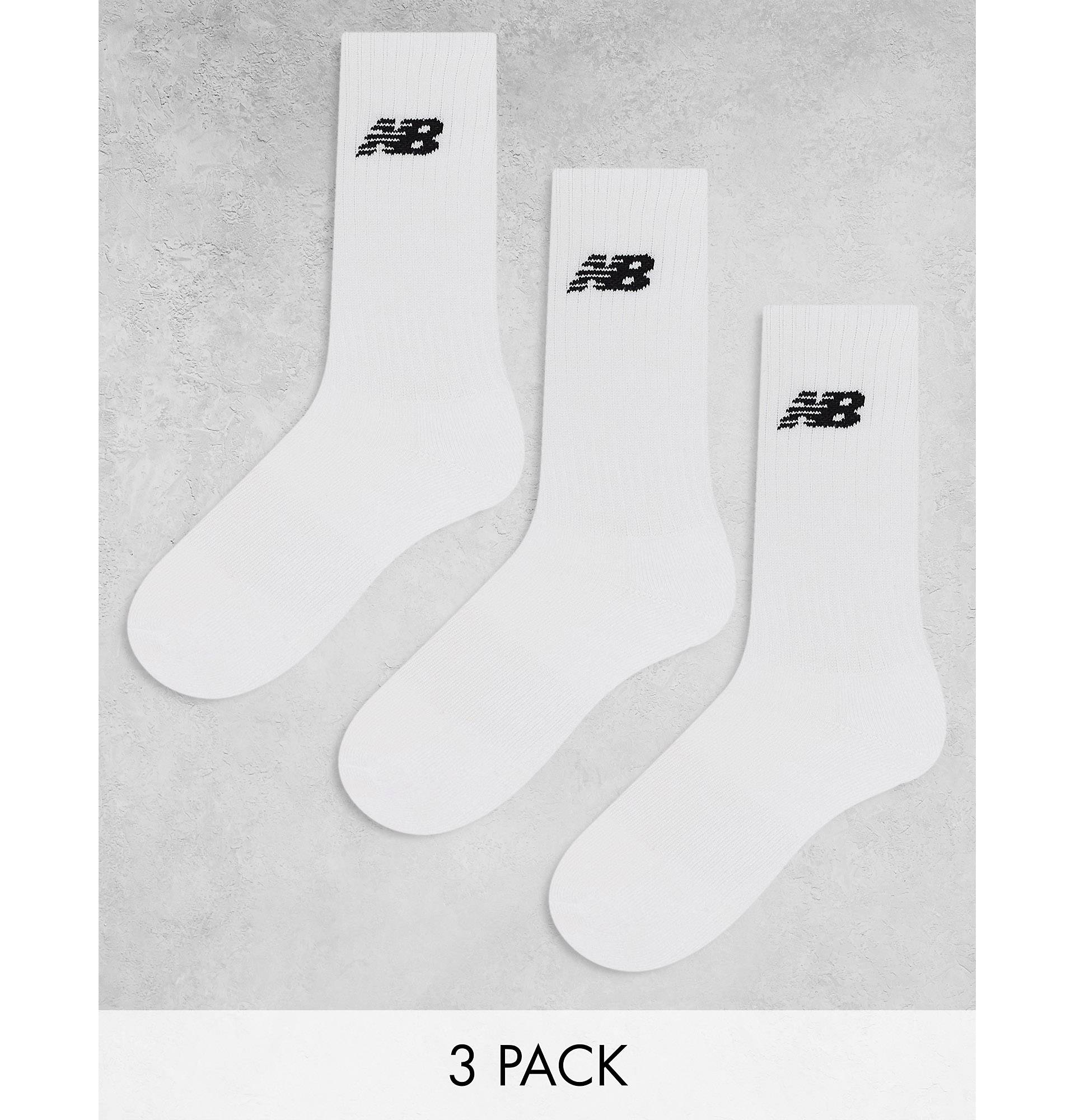 цена Набор из 3 белых носков New Balance с круглым вырезом и логотипом