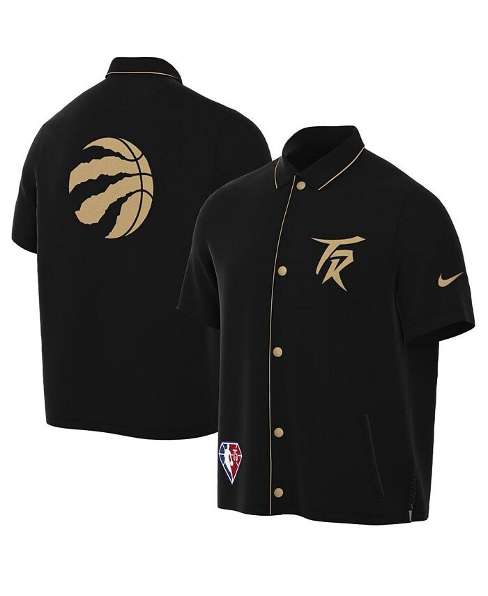 

Мужская черно-золотая куртка Toronto Raptors 2021/22 City Edition Therma Flex Showtime с короткими рукавами и воротником на кнопках Nike, черный