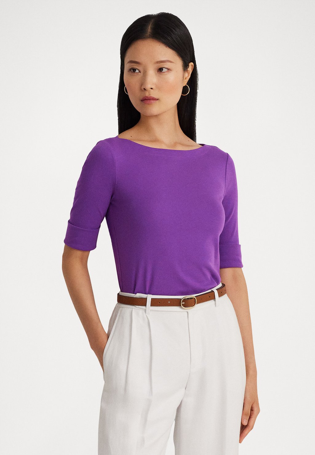 

Базовая футболка Lauren Ralph Lauren JUDY ELBOW SLEEVE, цвет purple jasper