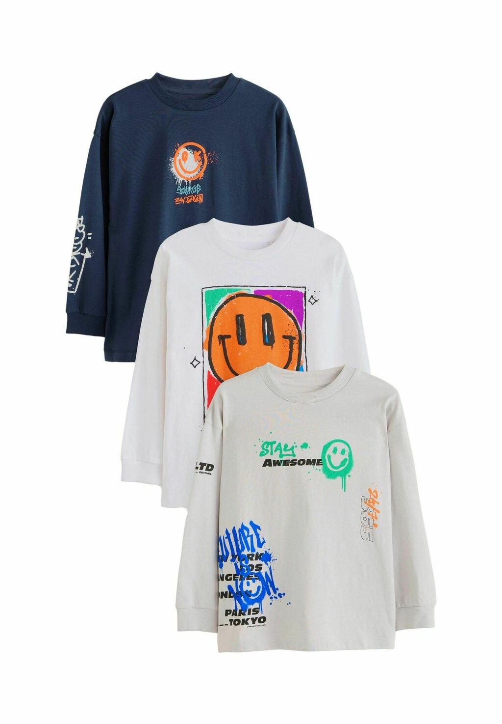 

Топ с длинными рукавами GRAPHIC THREE PACK-REGULAR FIT Next, синий
