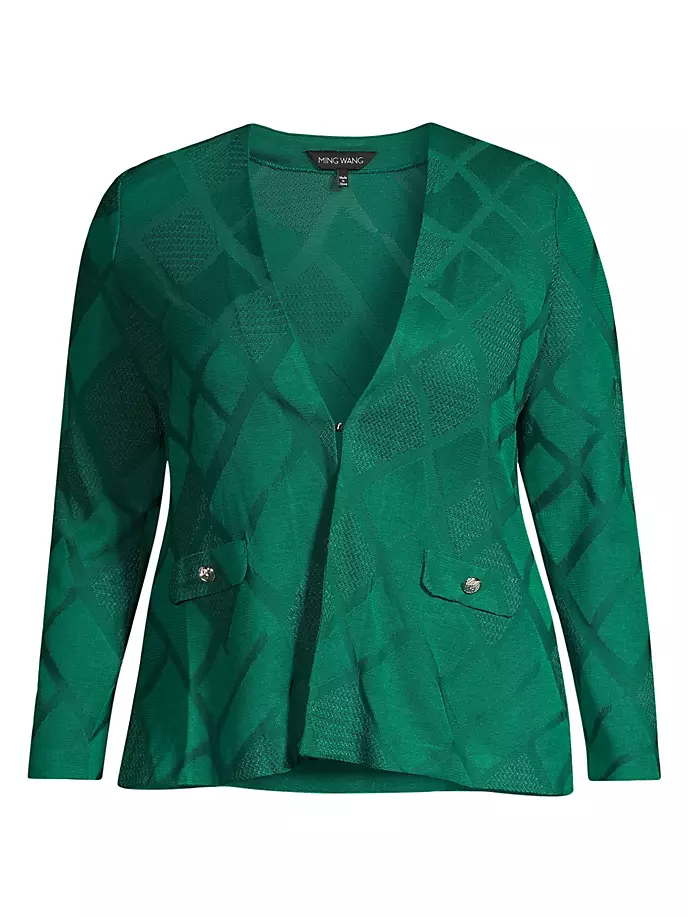 

Жаккардовый кардиган больших размеров больших размеров Ming Wang, Plus Size, цвет jewel green