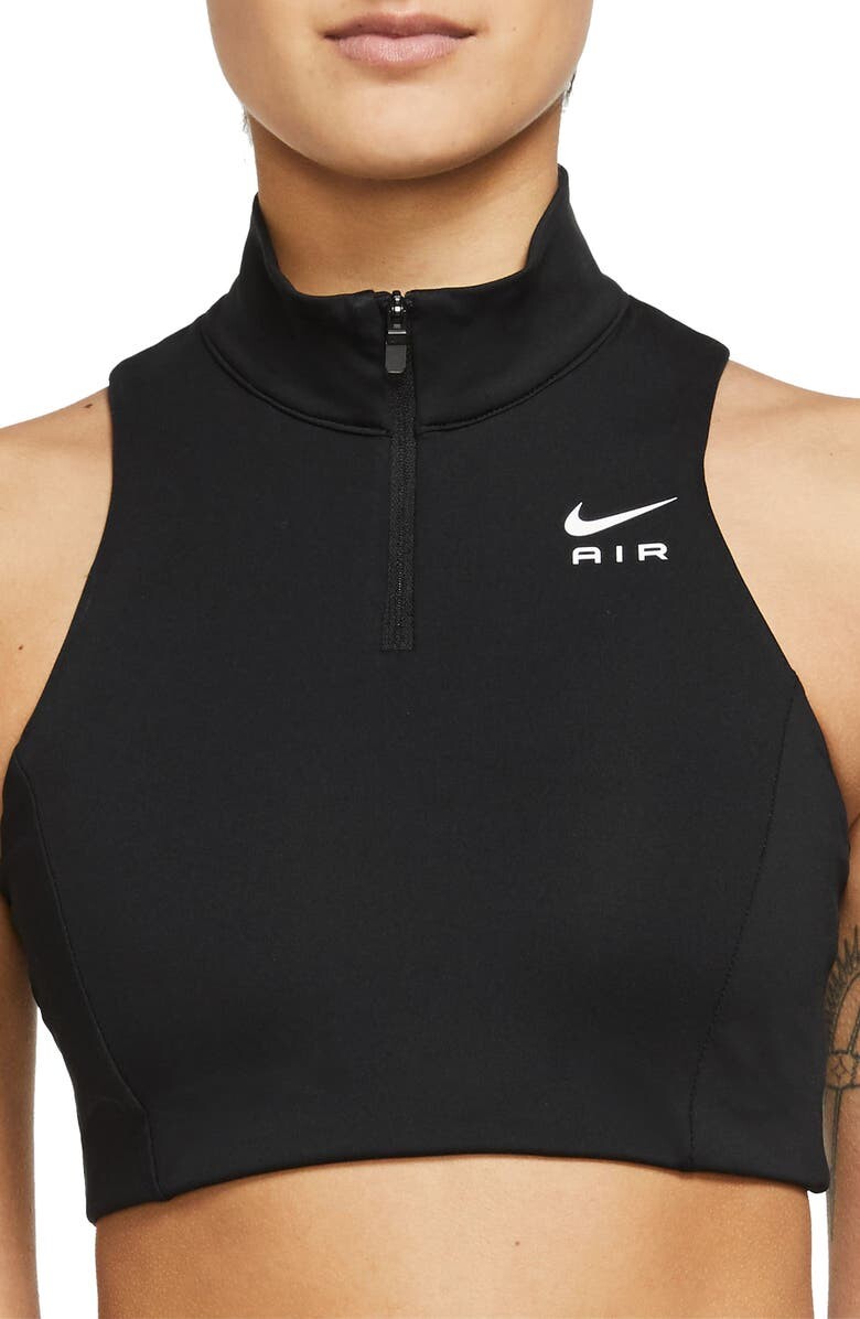 

Спортивное бра Air Dri-FIT Swoosh с молнией NIKE, черный/белый