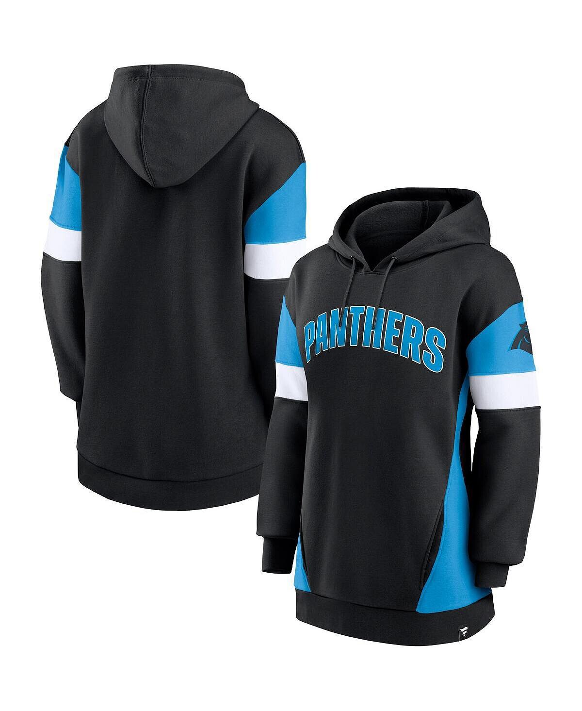 

Женский пуловер с капюшоном черного и синего цвета с логотипом Carolina Panthers Lock It Down Fanatics