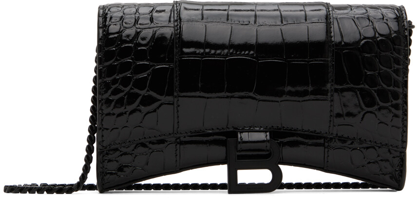 

Черная сумка для песочных часов под крокодила Balenciaga, цвет Black