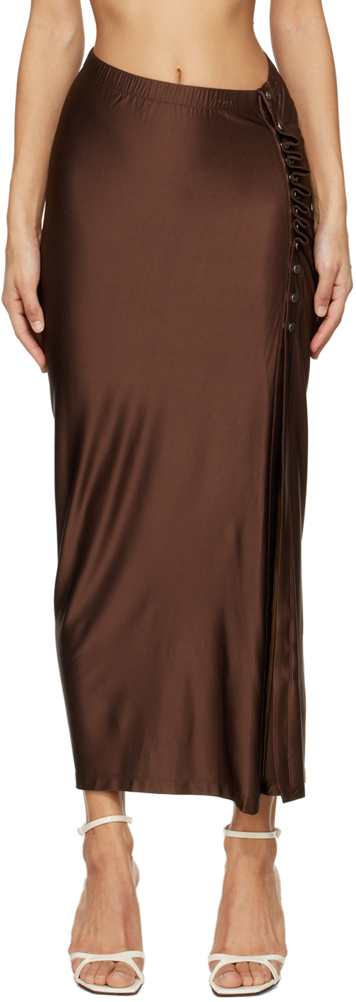 Коричневая юбка-миди с драпировкой Rabanne юбка миди mila с драпировкой и пайетками judith