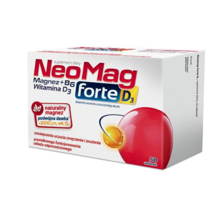 Neomag Forte MAGNEZ Магний + витамин B6 и витамин D3, 50 таблеток - бесплатная доставка Aflofarm