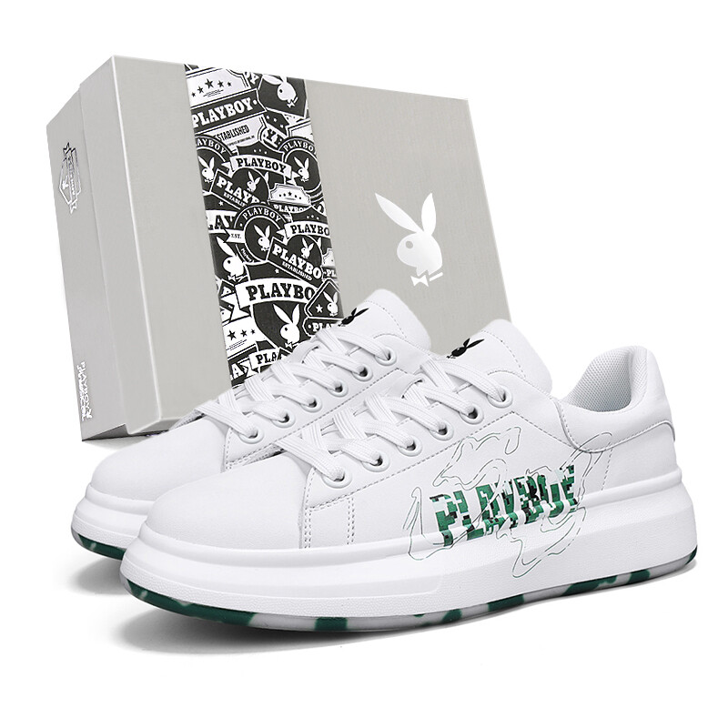 

Кеды мужские, обувь для скейтбординга низкая Playboy, цвет White and Brown - Versatile Style
