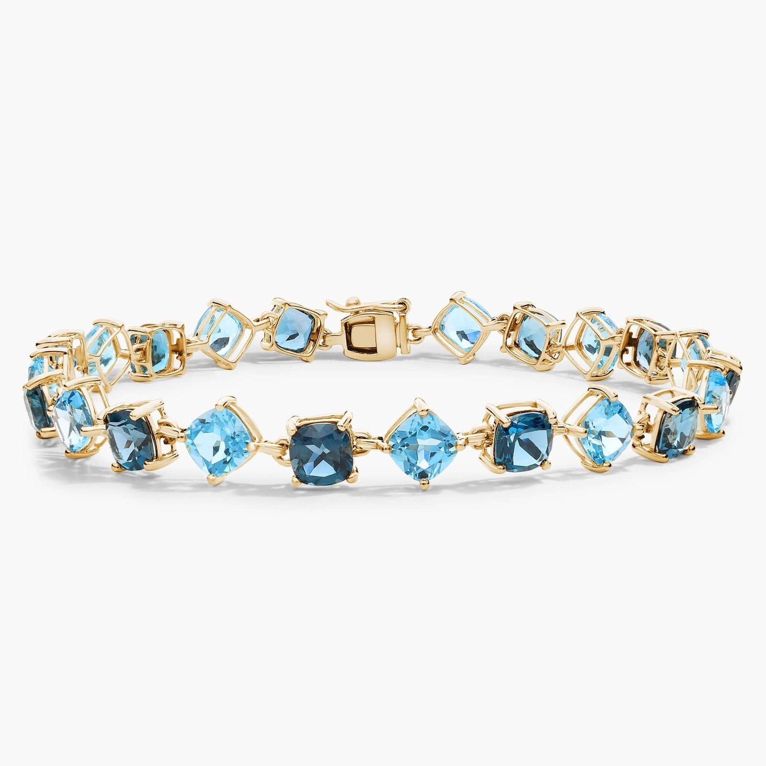 

Браслет-подушка Swiss And London Blue Topaz из 14-каратного желтого золота Blue Nile
