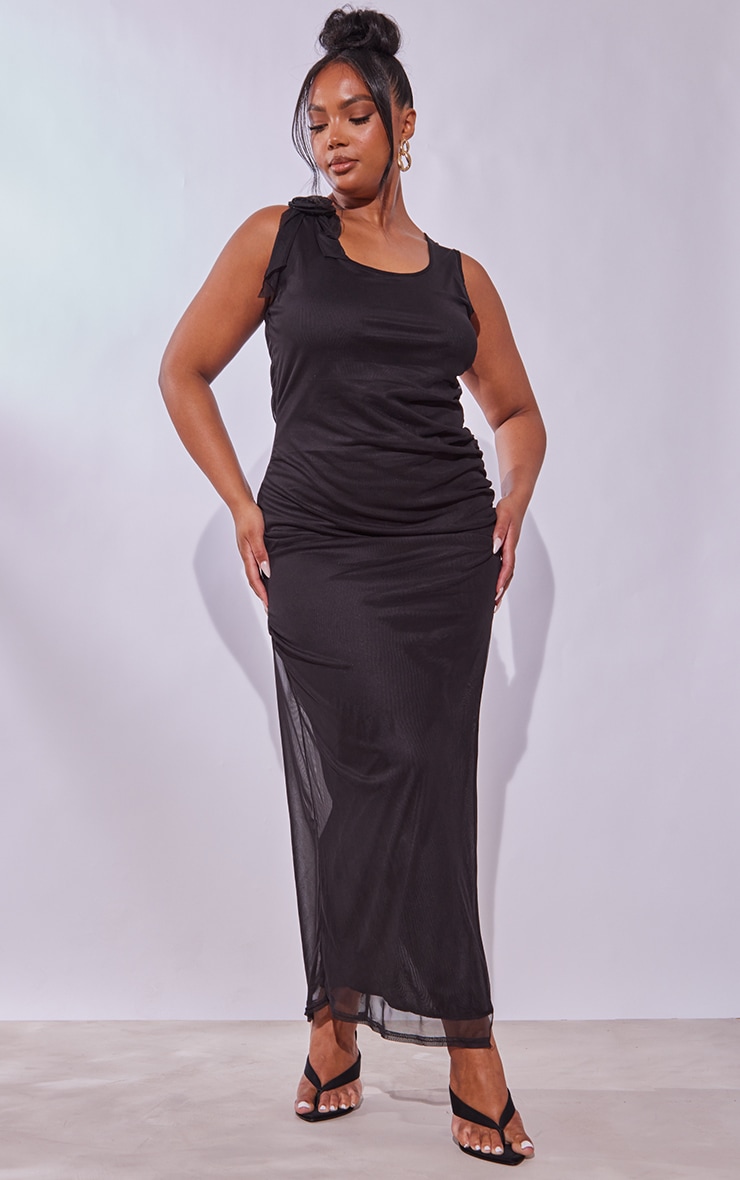 PrettyLittleThing Черное платье миди Plus с корсажем выкройка корсаж платье