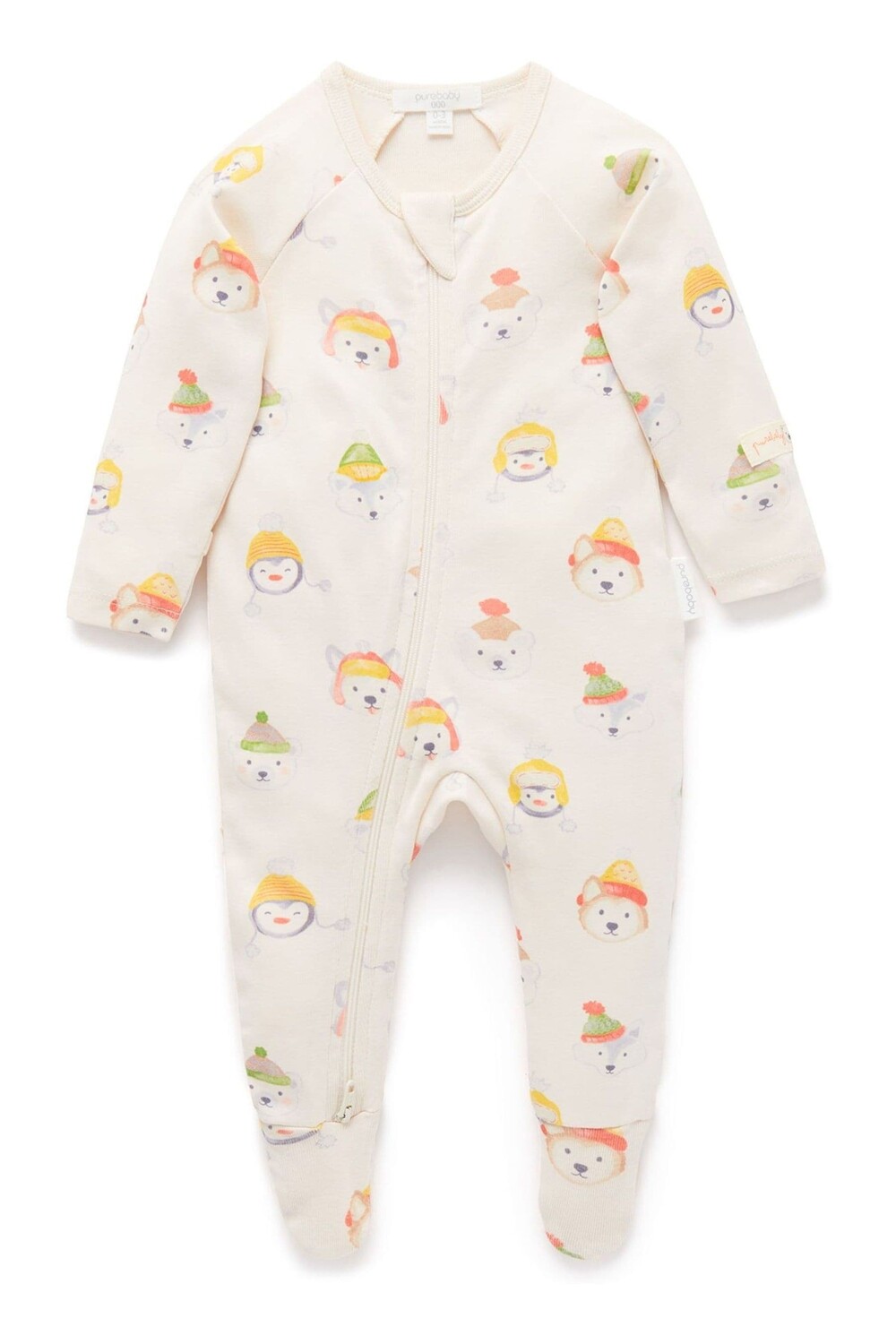 

Детский комбинезон застегивается на молнию Purebaby, бежевый