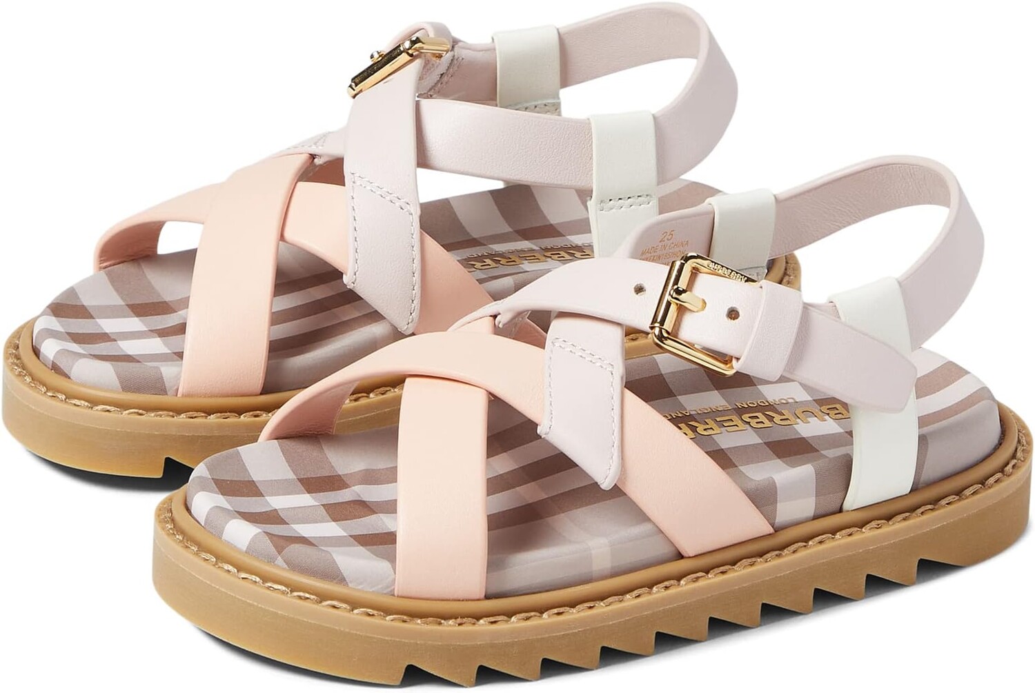 

Сандалии на плоской подошве Jane Check Burberry, цвет Powder Pink