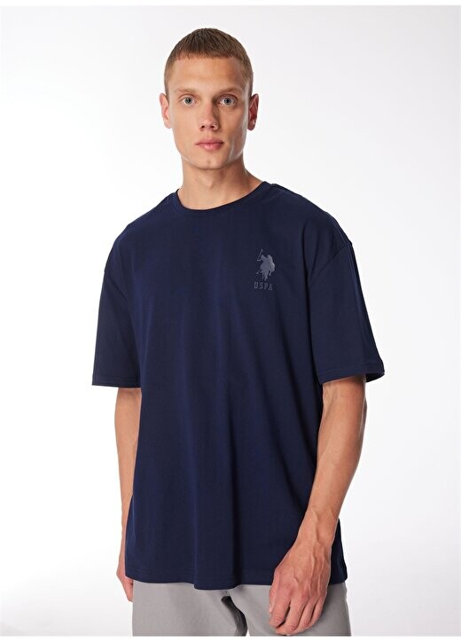 

Темно-синяя мужская футболка с круглым вырезом ROKES U.S. Polo Assn., темно-синий