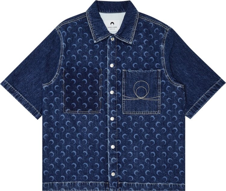 

Рубашка Marine Serre Deadstock Denim Workwear 'Blue', синий