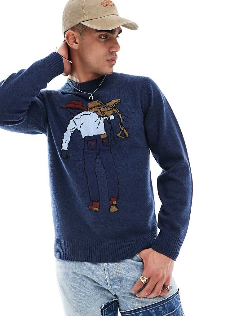 

Levi's – темно-синий свитер с ковбойским мотивом и седлом
