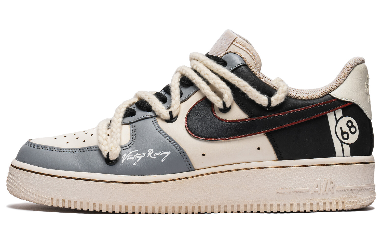 

Кроссовки Nike Air Force 1 Skateboarding Shoes Men High-top Black, цвет Off White