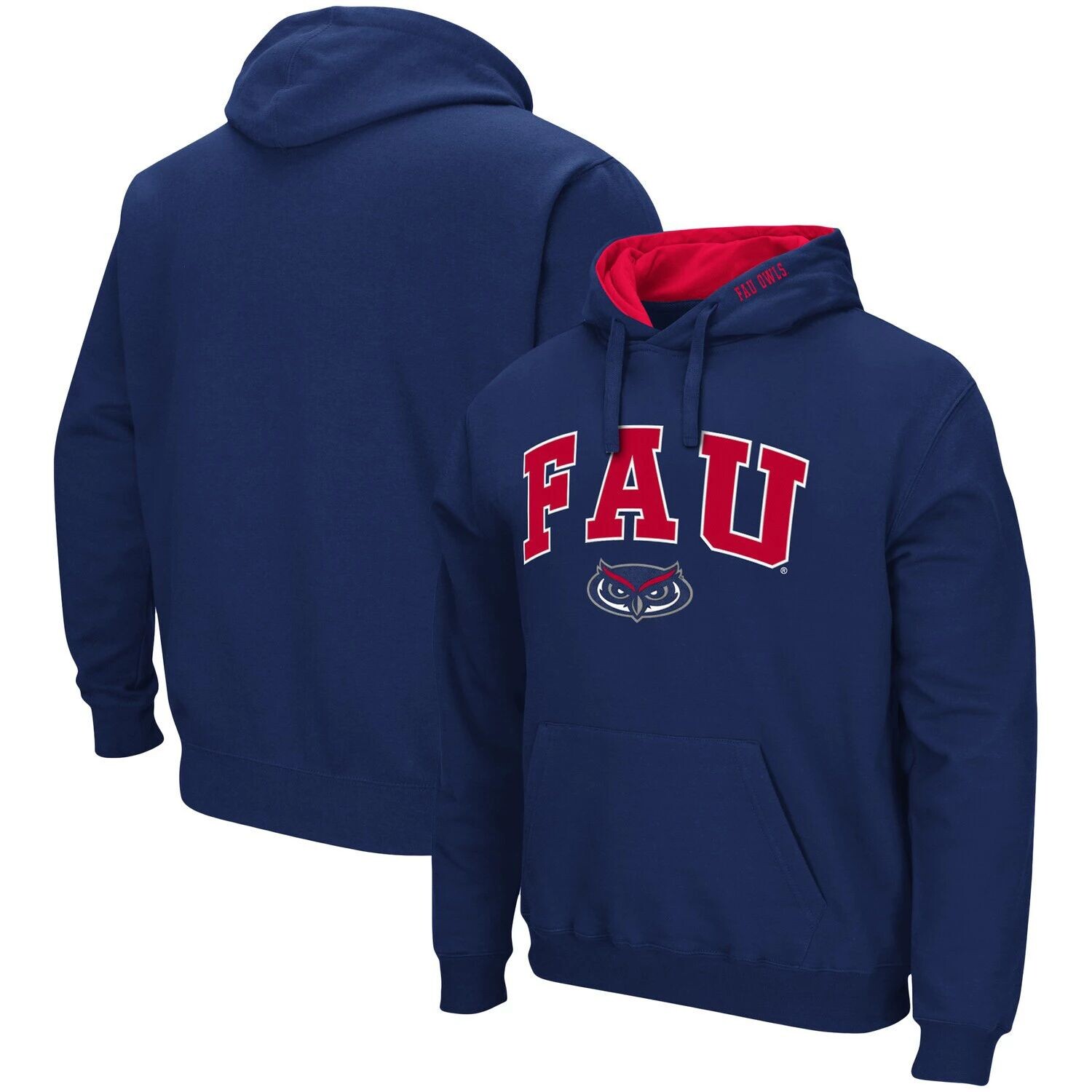 

Мужской темно-синий пуловер с капюшоном FAU Owls Arch и Logo Colosseum