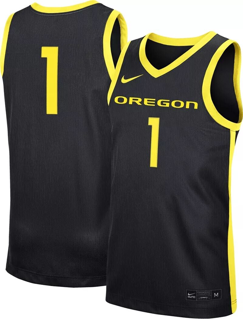 

Черная мужская баскетбольная майка Nike Oregon Ducks #1 Dri-FIT Replica