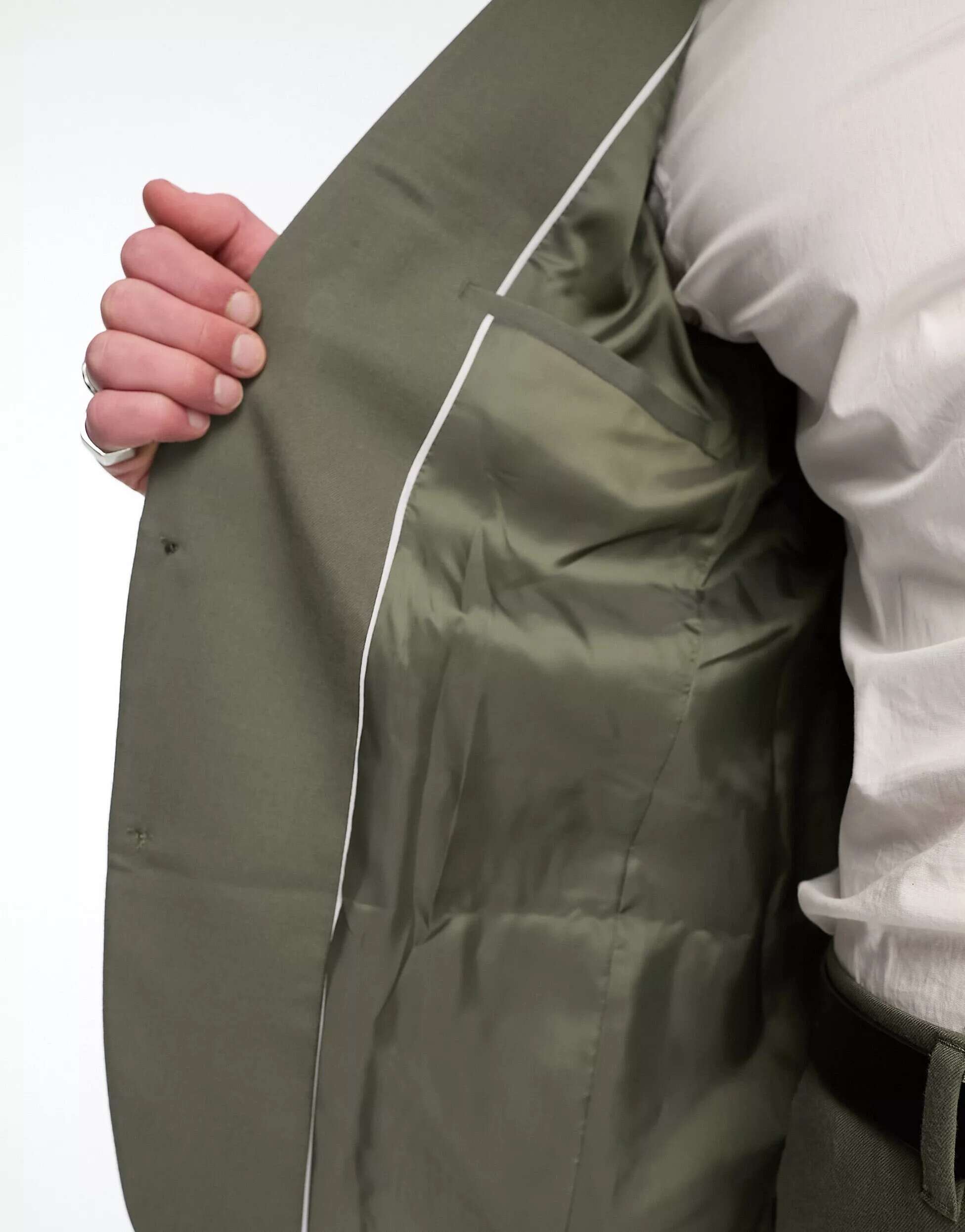 Однобортный приталенный пиджак New Look темно-хаки