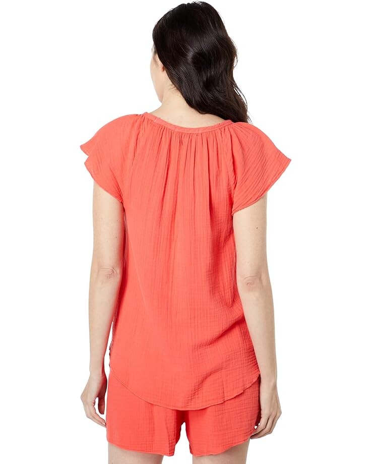 

Блуза Mod-o-doc Double Layer Gauze Flutter Sleeve Blouse, цвет Papaya