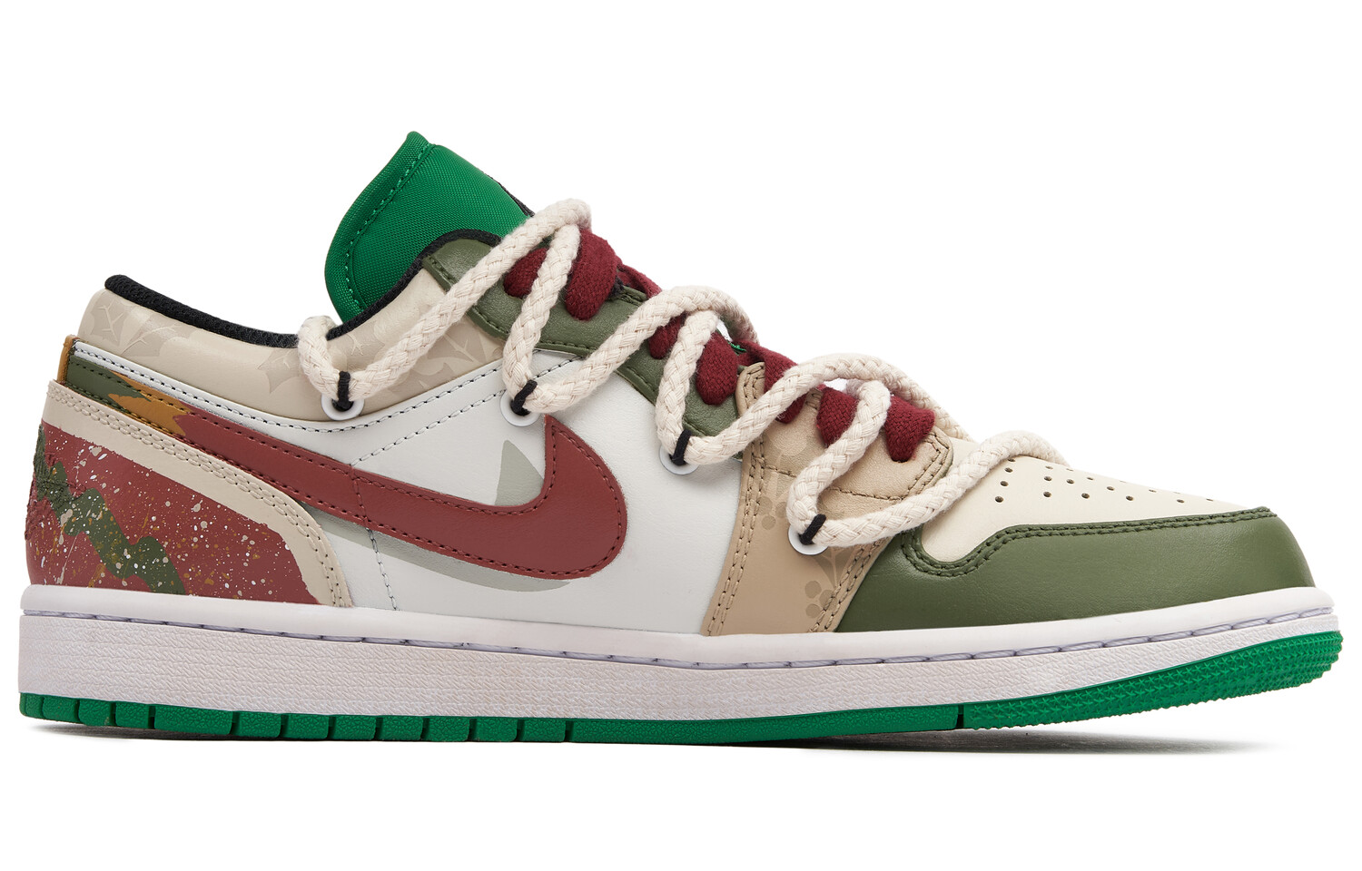 

Кроссовки Air Jordan 1 Vintage Basketball Shoes Men Low-Top Brown-green/red