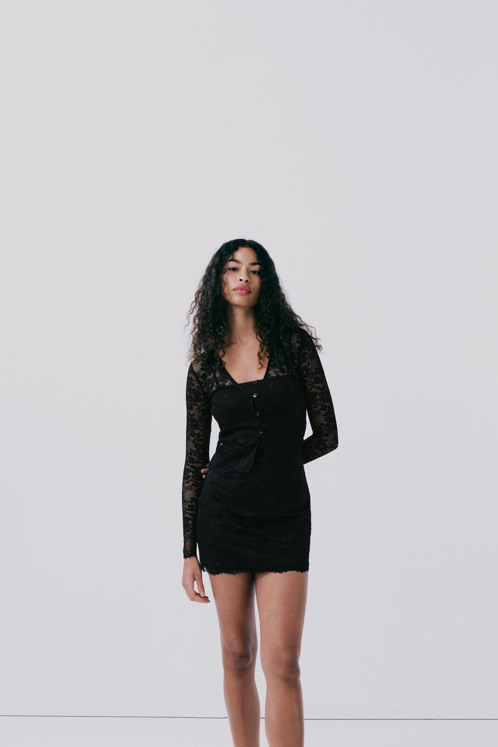 

Кружевной топ ZARA, черный