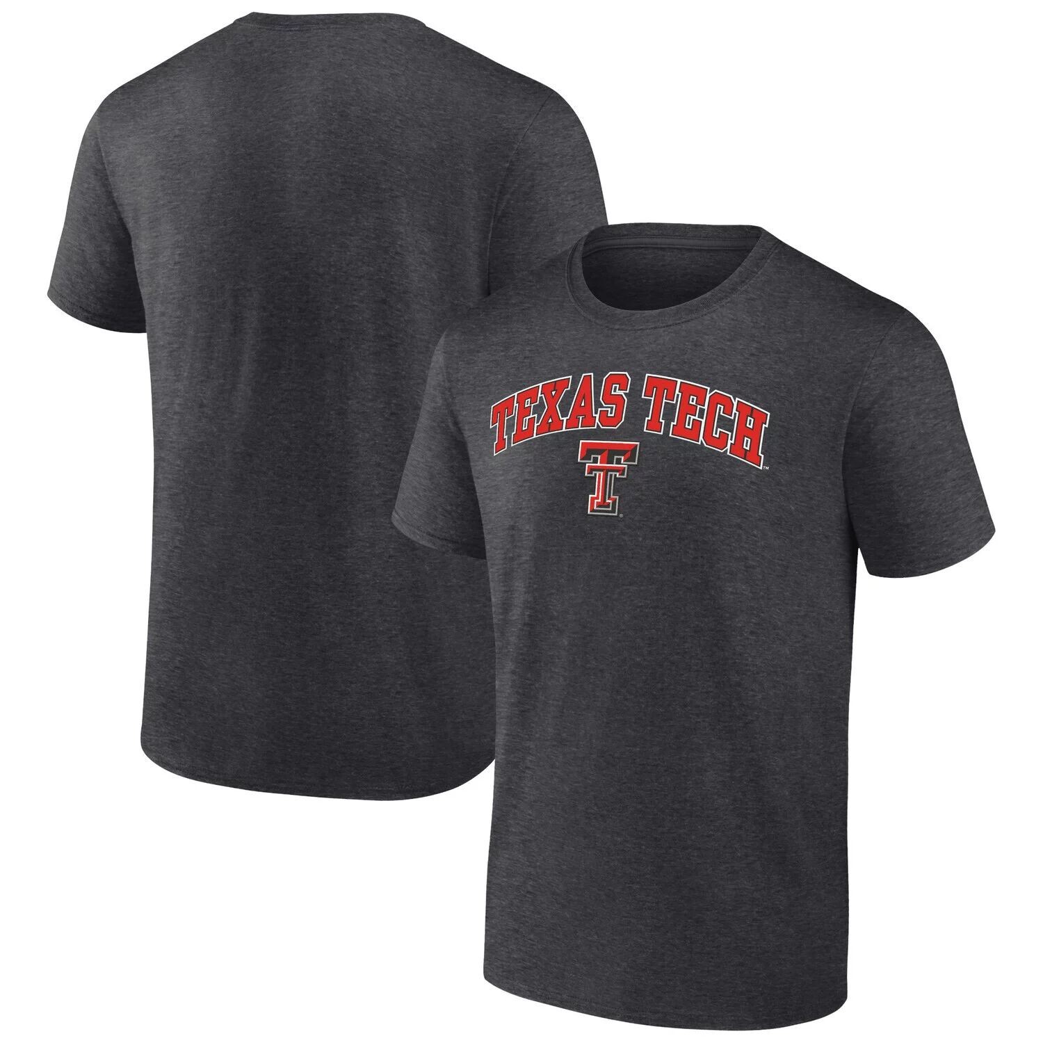

Мужская футболка с логотипом Heather Charcoal Texas Tech Red Raiders Campus Fanatics