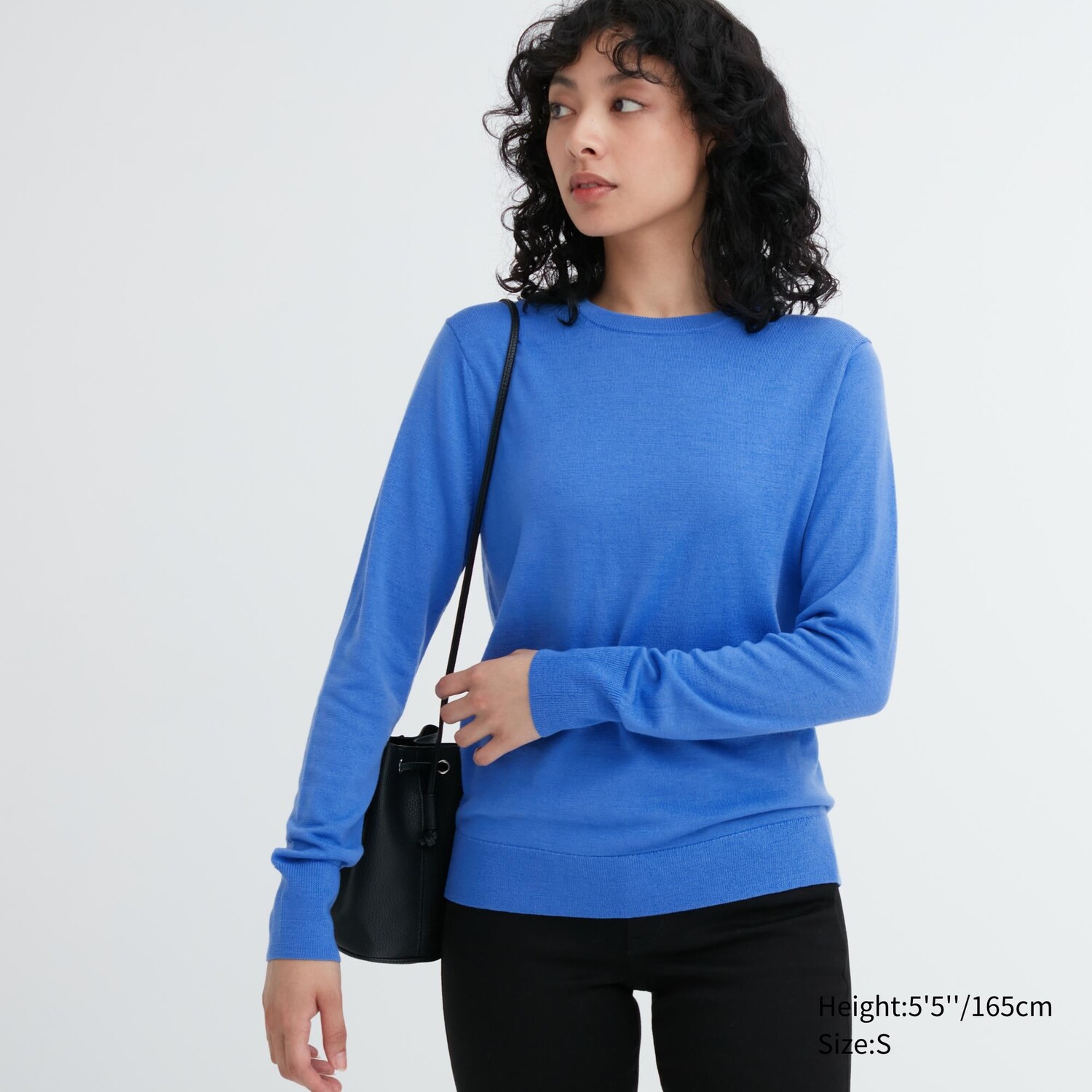 

Джемпер Uniqlo из шерсти мериноса с круглым вырезом, синий